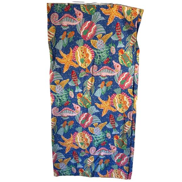 Waverly "Key West" Tablecloth 98" x 52" Fish Sea Underwater Print 100% Cotton - Picture 1 of 11